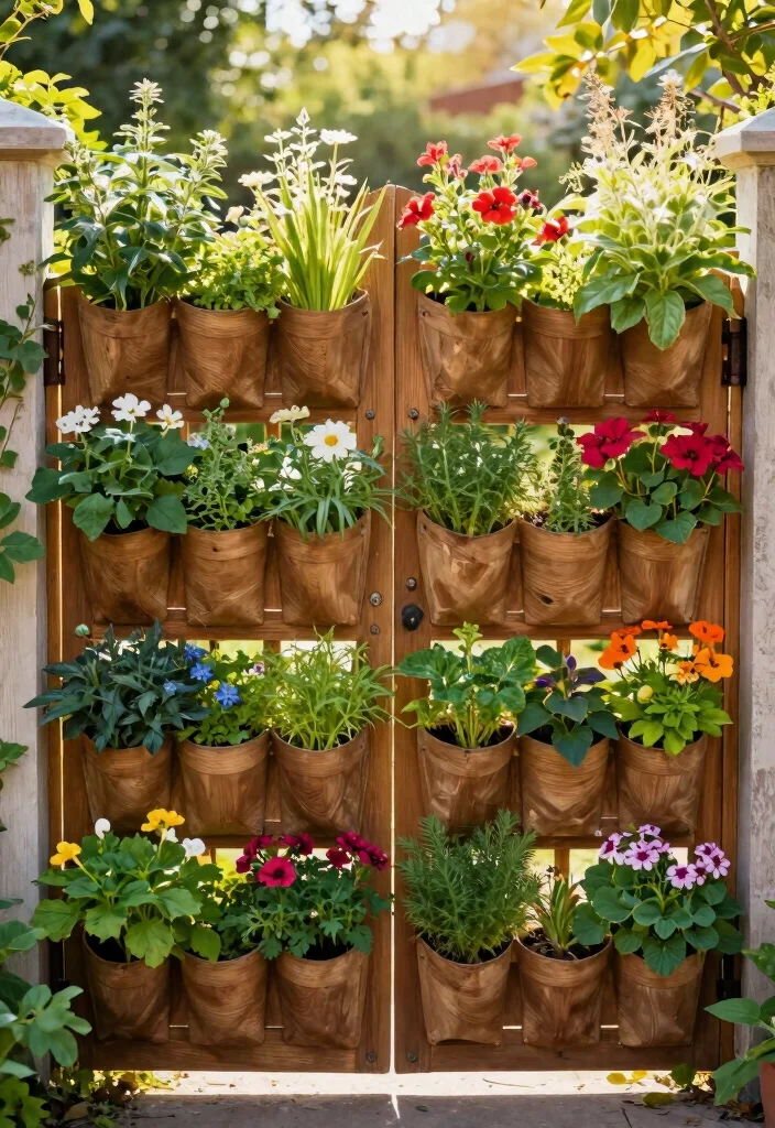 15 Farm Fence Gate Ideas on a Budget That Keep Animals In - 11. Vertical Garden Gate 1