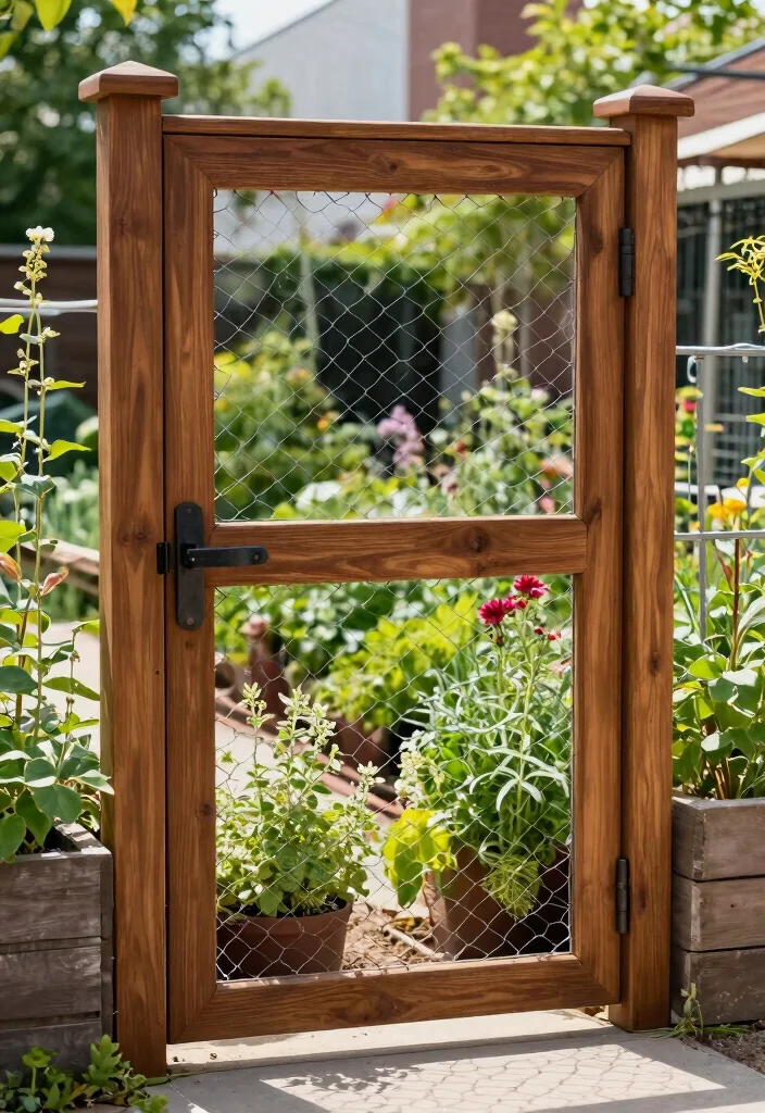 15 Farm Fence Gate Ideas on a Budget That Keep Animals In - 2. Wire and Wooden Frame Gate 1