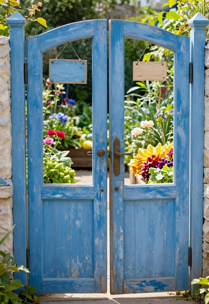 15 Farm Fence Gate Ideas on a Budget That Keep Animals In - 3. Recycled Door Gate 1