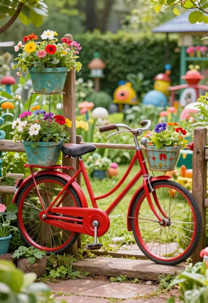 15 Farm Fence Gate Ideas on a Budget That Keep Animals In - 6. Vintage Bicycle Gate 1
