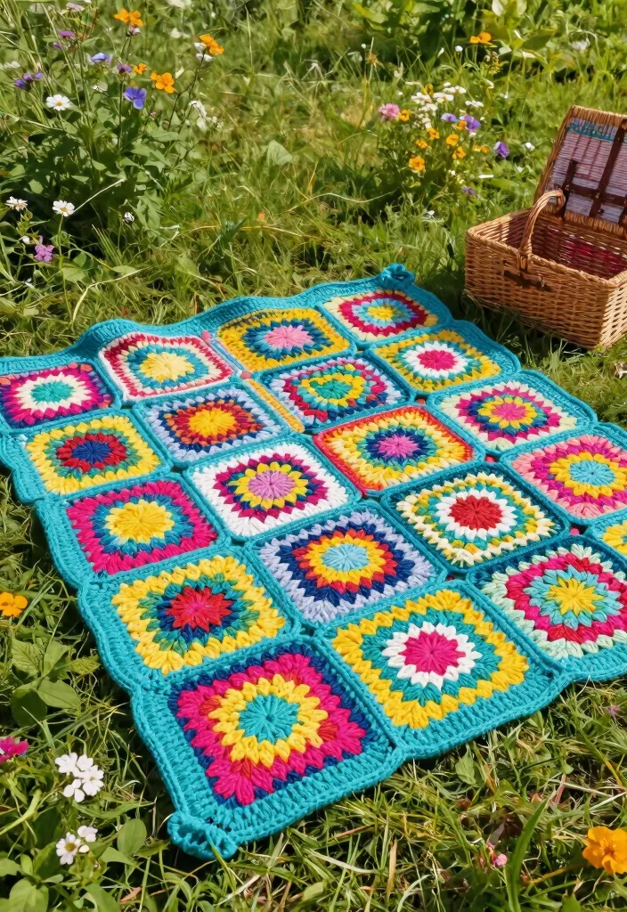 15 Farmhouse Crochet Blanket Ideas for Beginners Without Patterns - 14. Celebration of Color 1