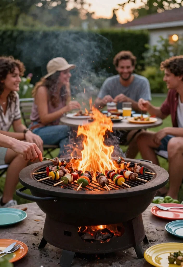15 Metal Fire Pit Ideas That Don't Rust After One Season - 10. Fire Pit with Grilling Capabilities 1