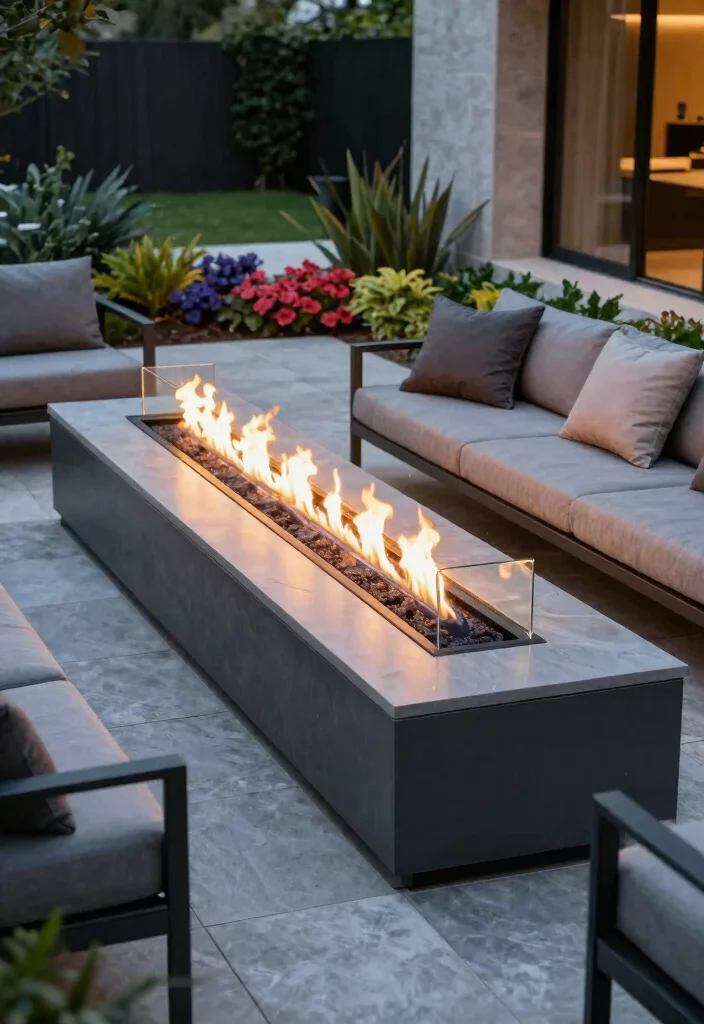 15 Metal Fire Pit Ideas That Don't Rust After One Season - 14. Linear Fire Pit for Contemporary Spaces 1