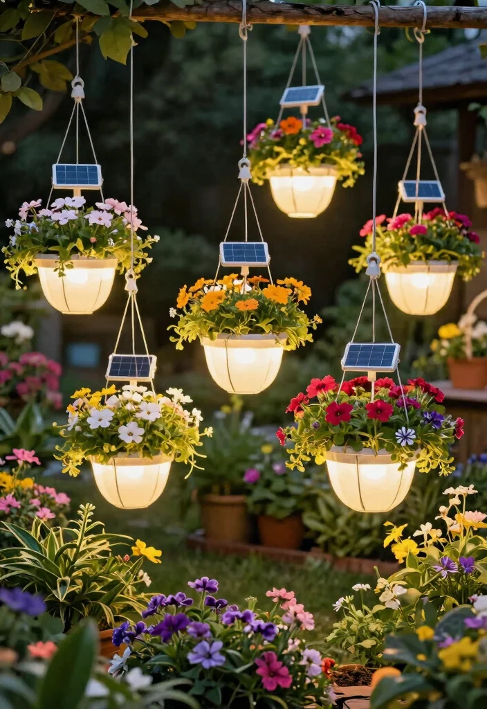 15 Outdoor Hanging Lights That Install Without Running New Wire - 12. Hanging Solar Planters for Multifunctional Decor 1