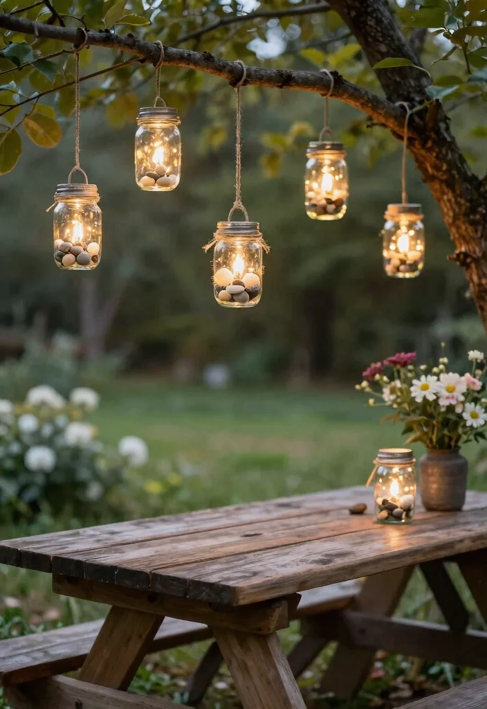15 Outdoor Hanging Lights That Install Without Running New Wire - 3. DIY Mason Jar Solar Lights for a Rustic Appeal 1