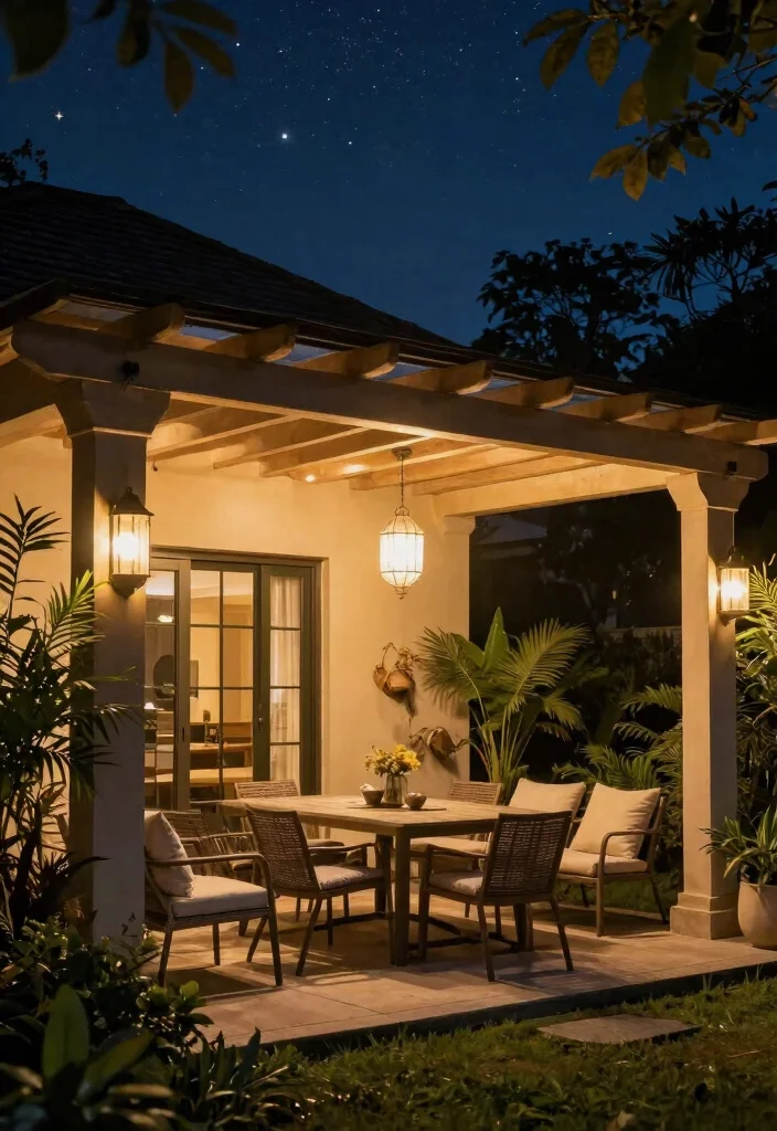 15 Pergola Attached to House Ideas That Don't Damage Siding - 12. Built-In Lighting Pergola 1