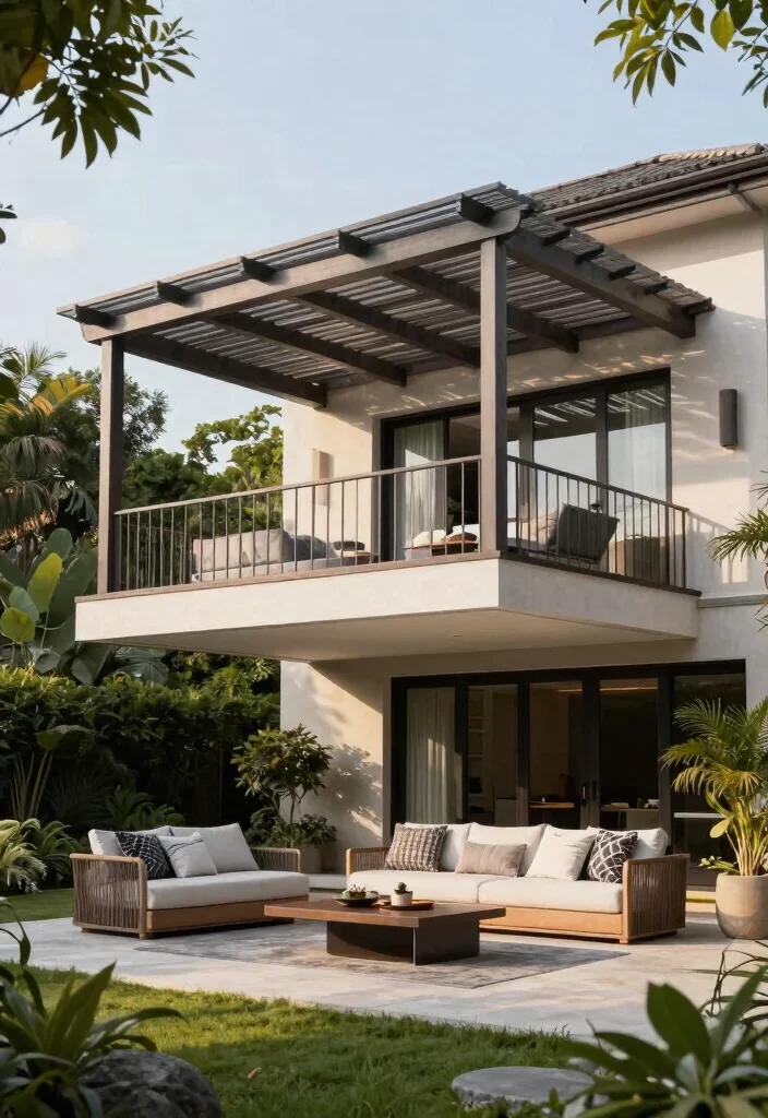 15 Pergola Attached to House Ideas That Don't Damage Siding - 15. Floating Pergola 1