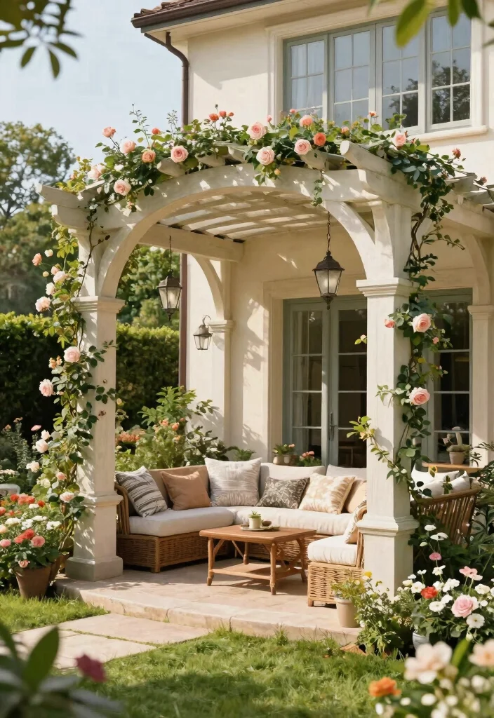 15 Pergola Attached to House Ideas That Don't Damage Siding - 6. Arched Pergola 1