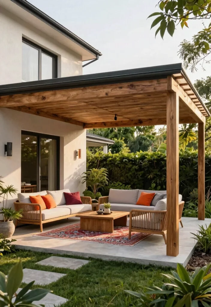 15 Pergola Attached to House Ideas That Don't Damage Siding - 7. Open-Concept Pergola 1
