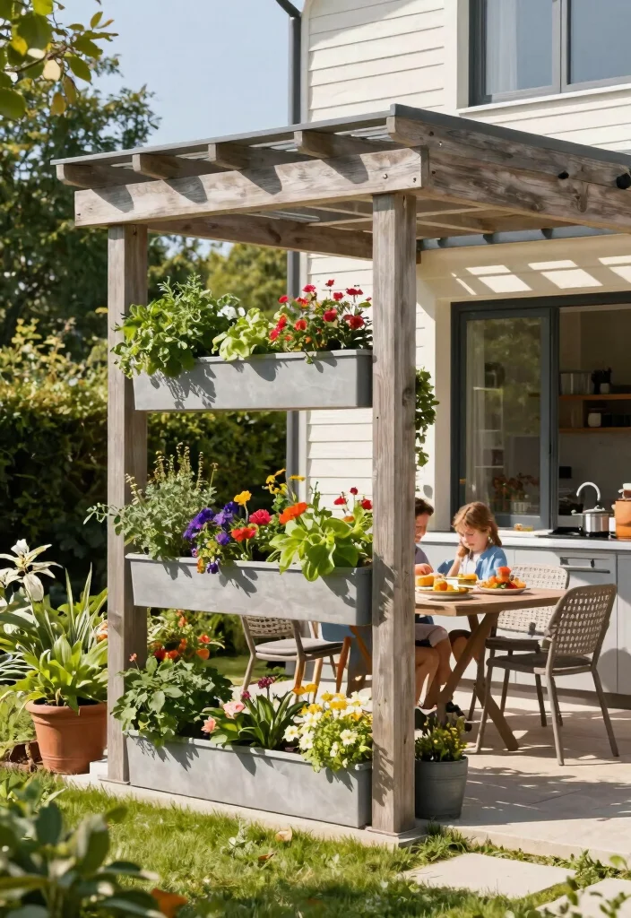 15 Pergola Attached to House Ideas That Don't Damage Siding - 8. Vertical Garden Pergola 1