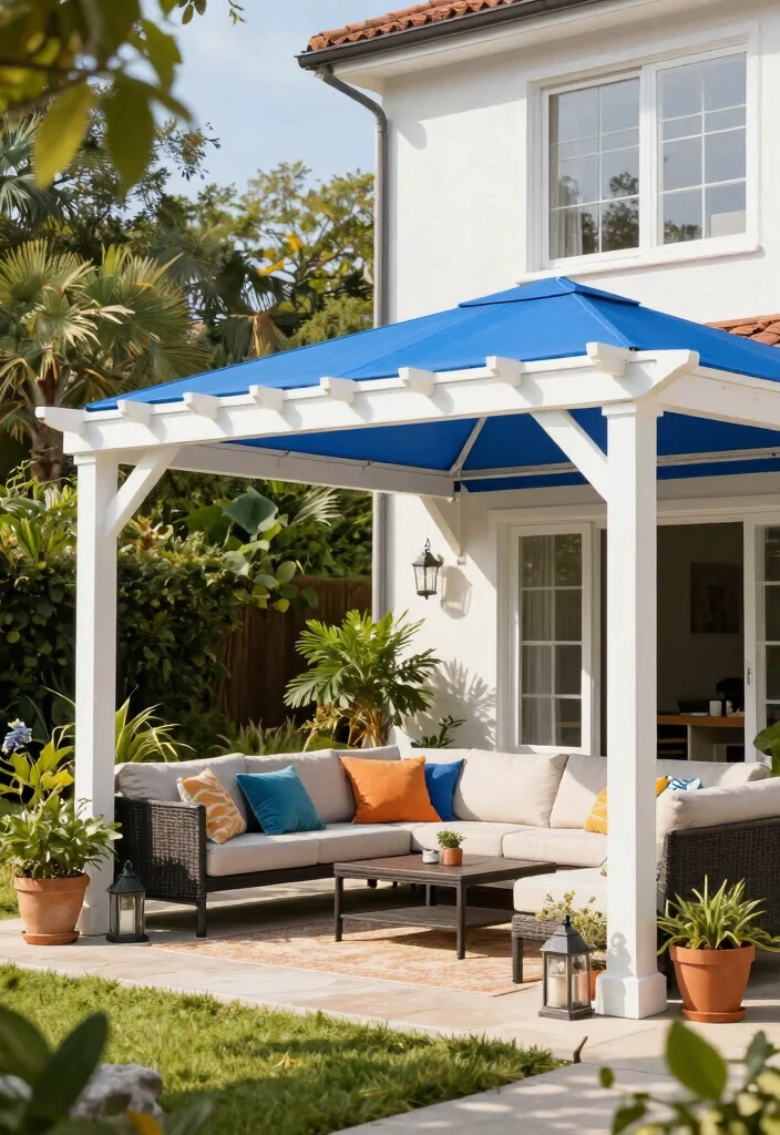 15 Pergola Ideas Attached to House That Add Shade Without a Full Rebuild - 2. Retractable Canopy Pergola 1