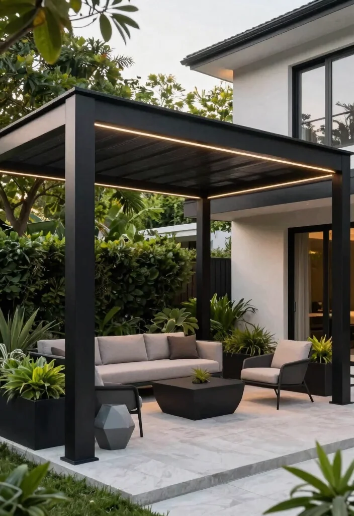 15 Pergola Ideas Attached to House That Add Shade Without a Full Rebuild - 4. Modern Minimalist Pergola 1