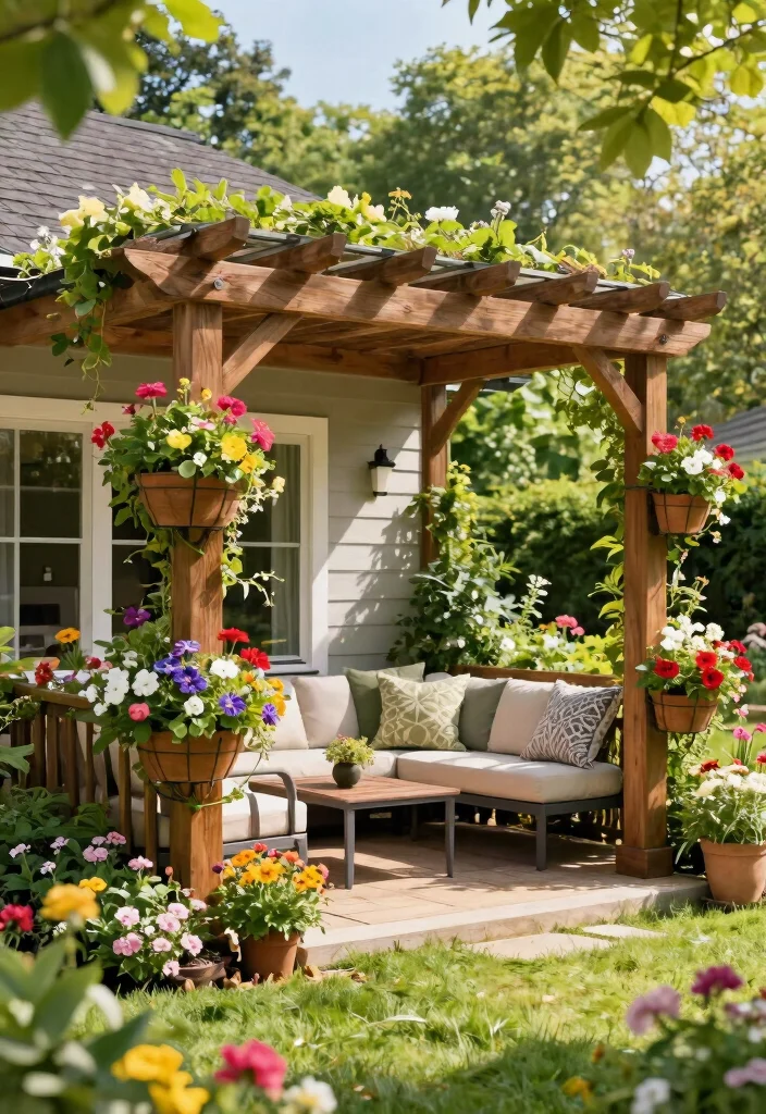 15 Pergola Ideas Attached to House That Add Shade Without a Full Rebuild - 8. Pergola with Built-In Planters 1