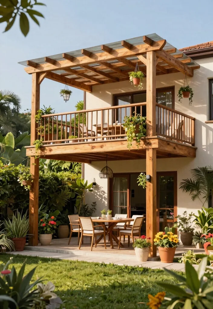 15 Pergola Ideas Attached to House That Add Shade Without a Full Rebuild - 9. Multi-Level Pergola 1