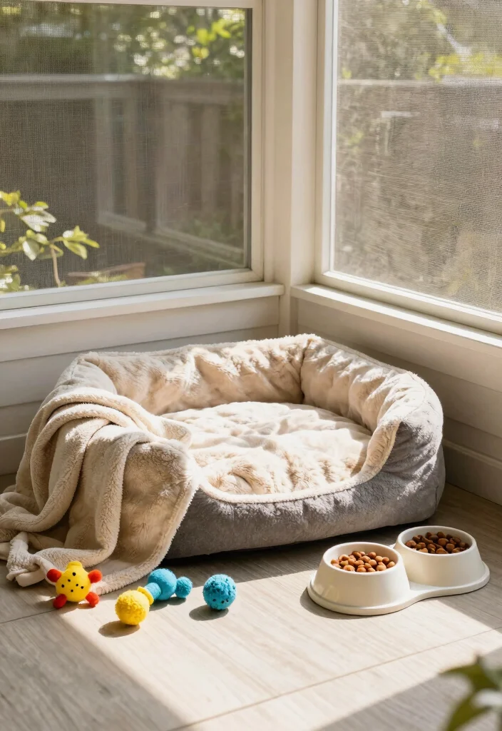 15 Screened In Porch Decorating Ideas That Feel Like a Real Room - 15. Incorporate a Pet Corner 1