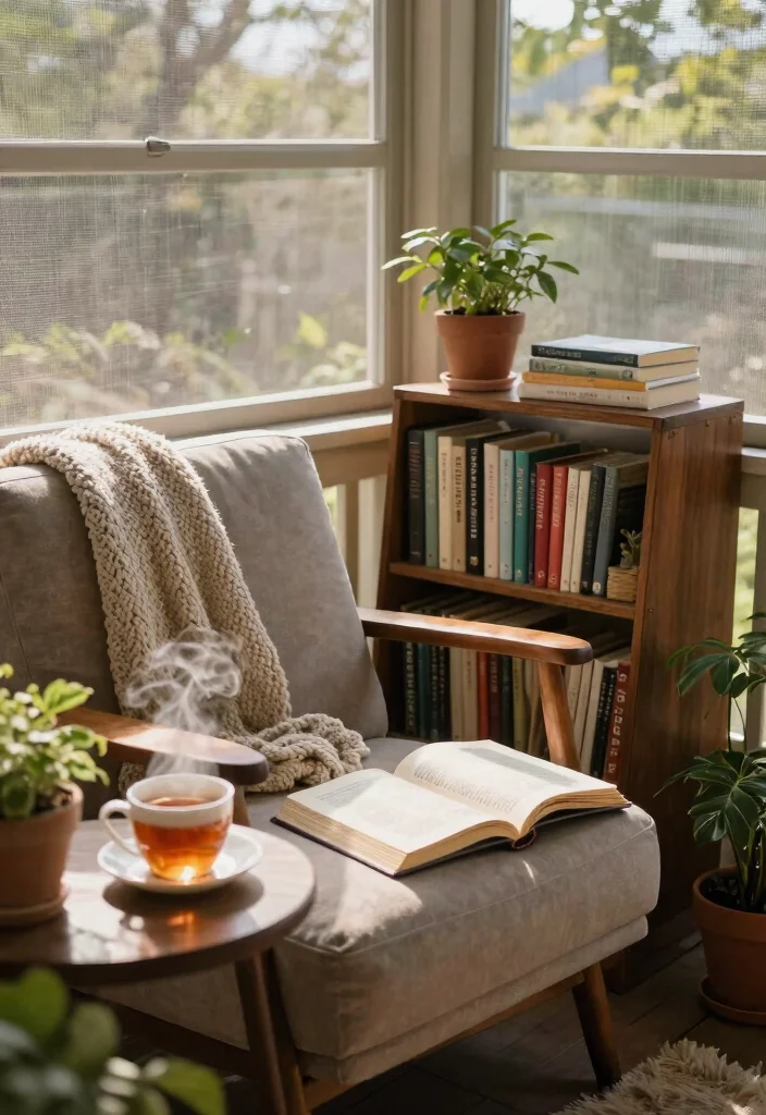 15 Screened In Porch Decorating Ideas That Feel Like a Real Room - 6. Create a Reading Nook 1