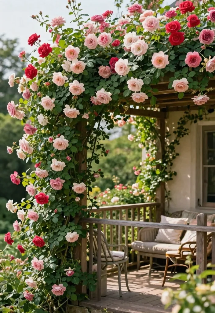 18 Apartment Balcony Garden Ideas for Renters With No Yard - 12. Climbing Roses or Vines 1