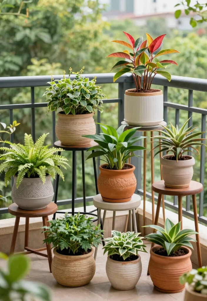 18 Apartment Balcony Garden Ideas for Renters With No Yard - 9. Decorative Plant Stands 1