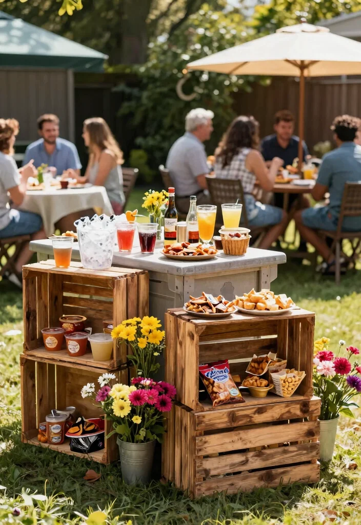 18 Backyard BBQ Party Decorations on a Budget That Set the Mood - 16. Repurposed Crate Displays 1