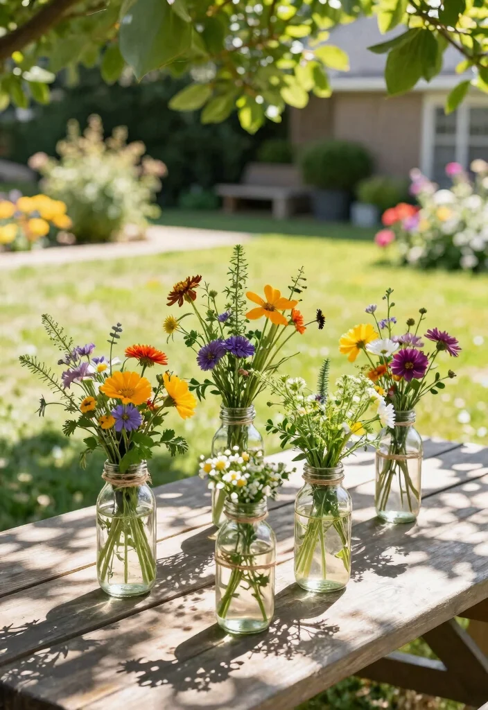 18 Backyard BBQ Party Decorations on a Budget That Set the Mood - 2. DIY Flower Arrangements 1