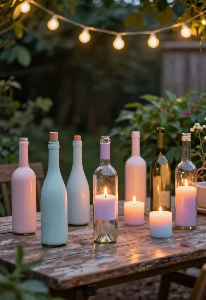 18 Backyard BBQ Party Decorations on a Budget That Set the Mood - 3. Upcycled Wine Bottle Candles 1