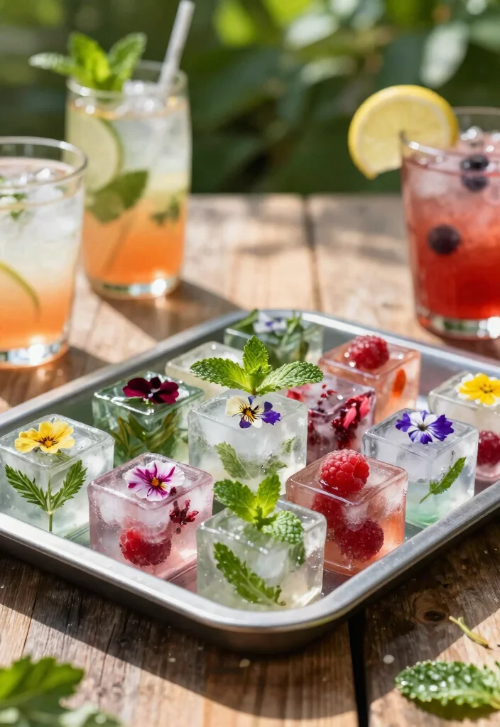18 Backyard BBQ Party Decorations on a Budget That Set the Mood - 4. Herb-Infused Ice Cubes 1