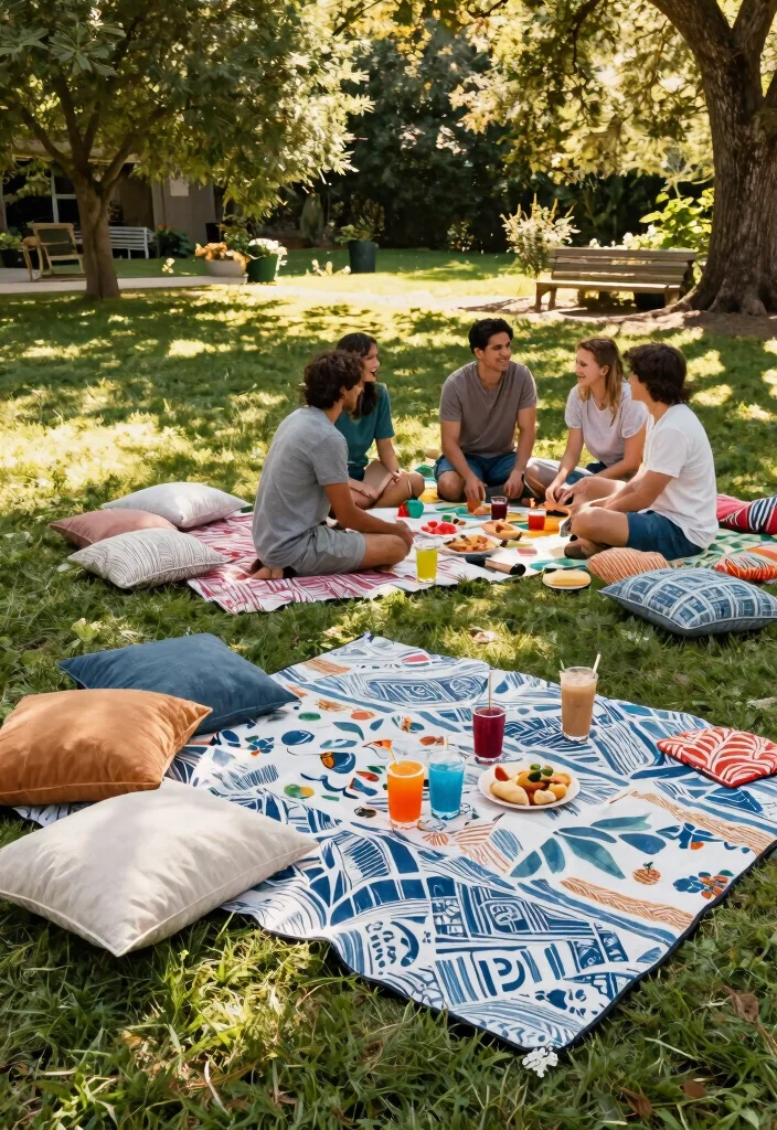 18 Backyard BBQ Party Decorations on a Budget That Set the Mood - 5. Natural Picnic Blankets 1