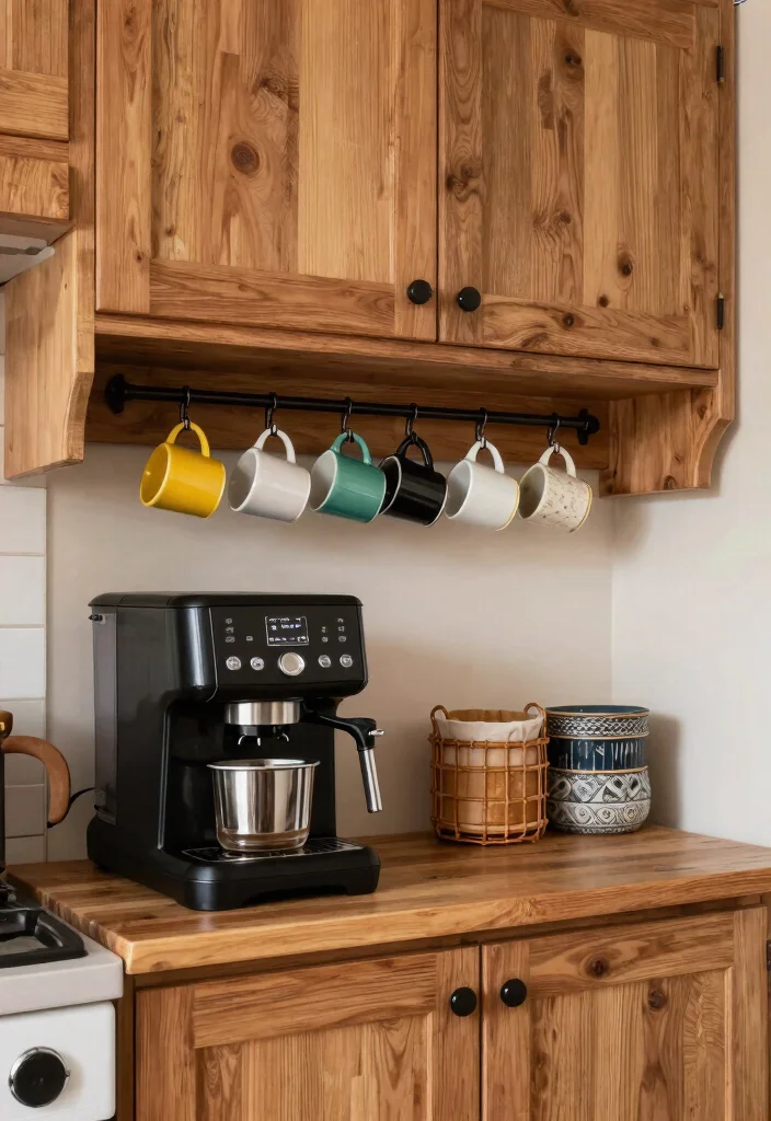 18 Farmhouse Coffee Bar Ideas That Fit on a Counter or Empty Corner - 11. Under-Cabinet Coffee Area 1