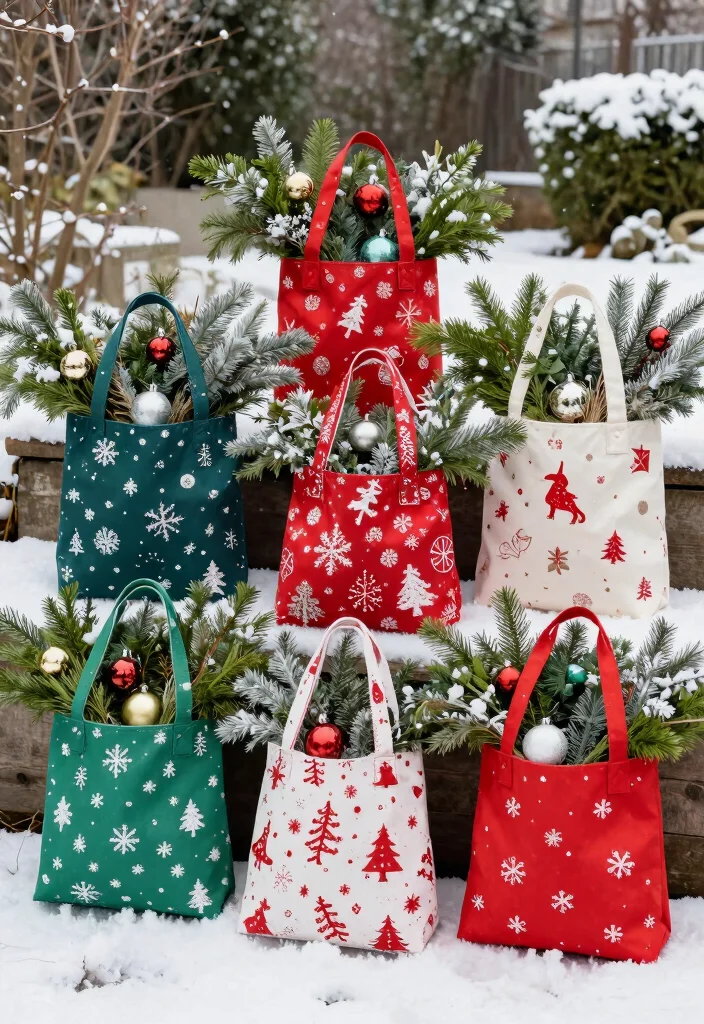 18 Outdoor Christmas Decorations Ideas That Stay Lit All Season - 16. Reusable Holiday Bags 1
