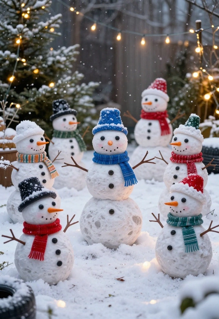 18 Outdoor Christmas Decorations Ideas That Stay Lit All Season - 9. DIY Snowman Decorations 1