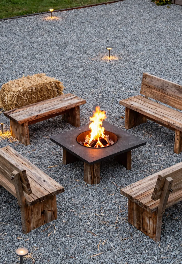 18 Rustic Fire Pit Ideas That Work Without a Full Patio - 10. Fire Pit Surrounded by Gravel 1