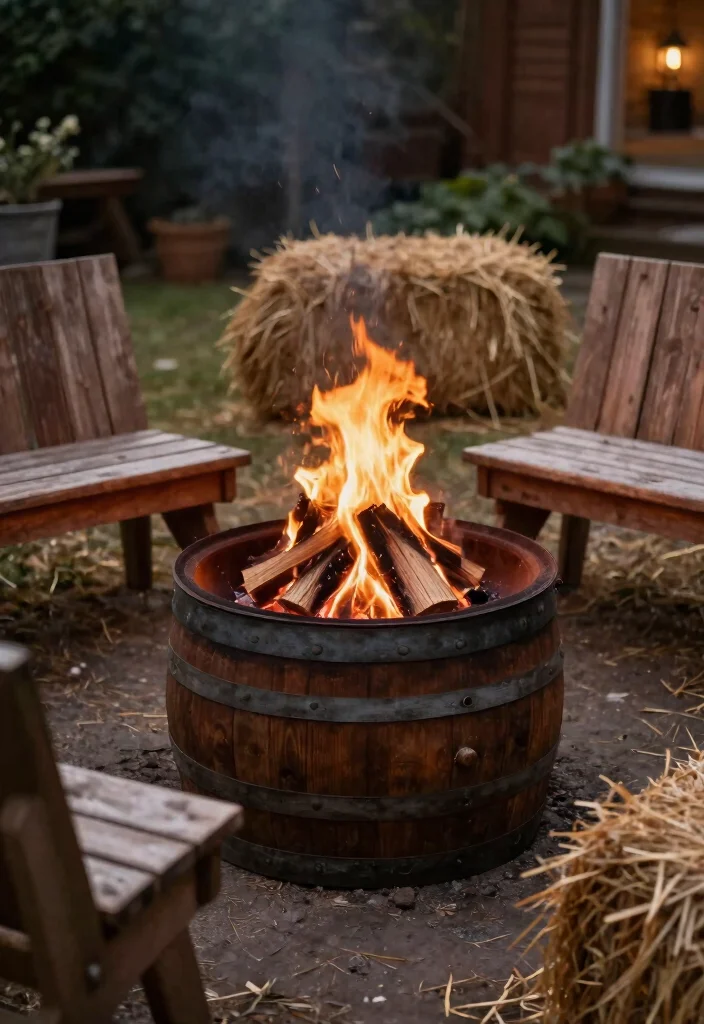 18 Rustic Fire Pit Ideas That Work Without a Full Patio - 18. Simple Barrel Fire Pit 1