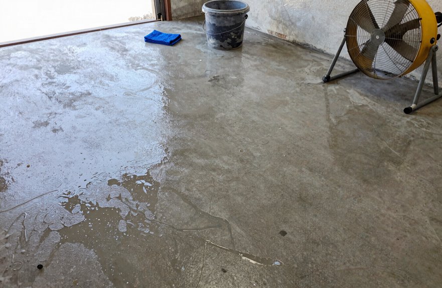 5 Steps to Finish Your Garage Floor 2 oil grease emulsifier scrub rinse dry