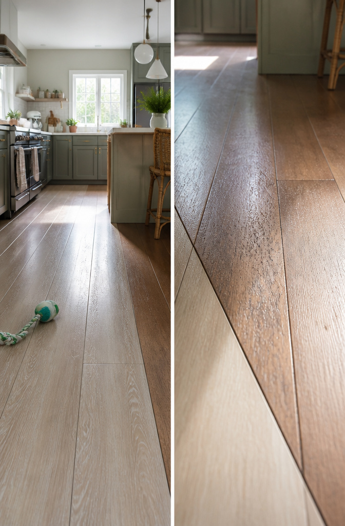 LVP flooring showing its wear layer in a busy hallway.