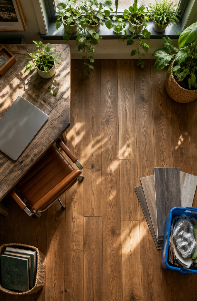 Comparison of environmental impact between engineered hardwood and LVP.