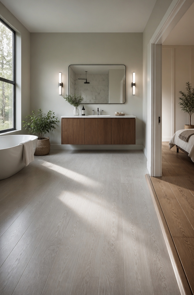 LVP flooring displayed in a kitchen setting.