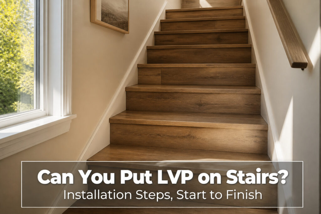A visual guide to installing LVP flooring on stairs.